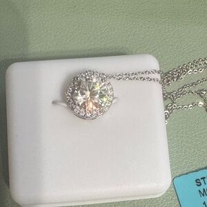 Elegant Sterling Silver Moissanite Pendant Necklace